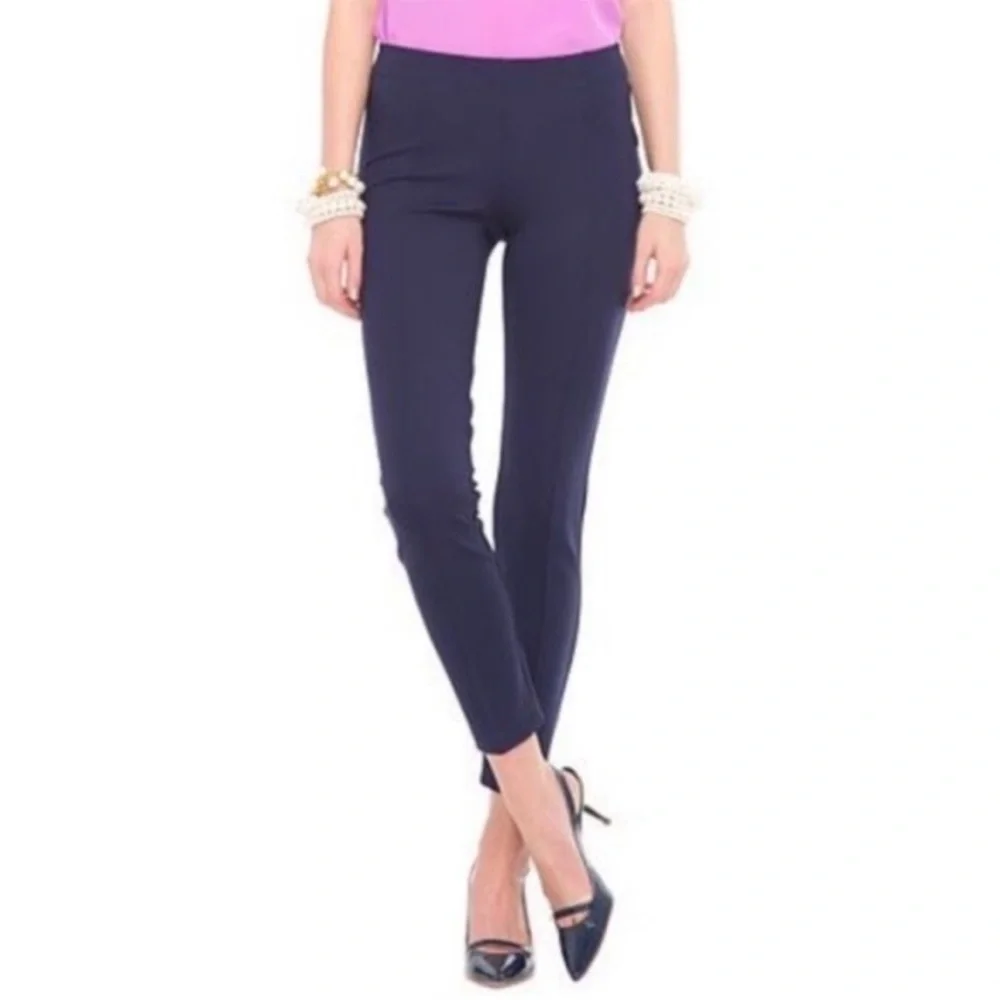 Lilly Pulitzer Blue Ponte Pants Stretch Navy Pull On Travel Trousers Size Small - Picture 9 of 9